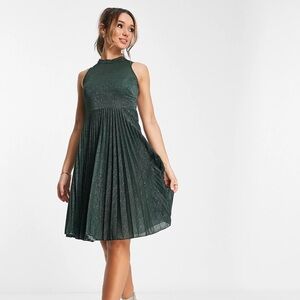 Closet London high neck pleated midi dress